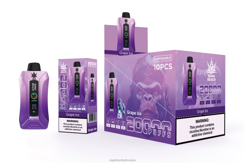 E-Liquid Жидкость - Bang Beach Вейп с умным экраном на 20 000 затяжек виноградный лед DJ4VR10