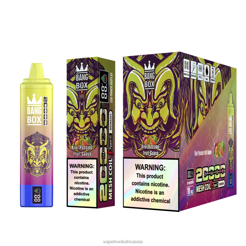 E-Liquid Жидкость - Bang Box Смарт-экран на 20 000 затяжек киви, маракуйя, гуава DJ4VR50