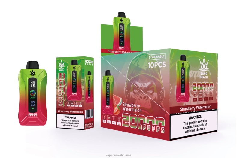 Russian Vape Juice - Bang Beach Вейп с умным экраном на 20 000 затяжек клубника арбуз DJ4VR3