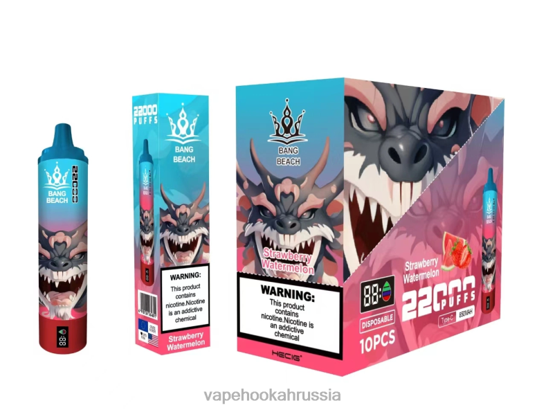 Russian Vape Juice - Bang Beach Смарт-экран на 22000 затяжек клубника арбуз DJ4VR23