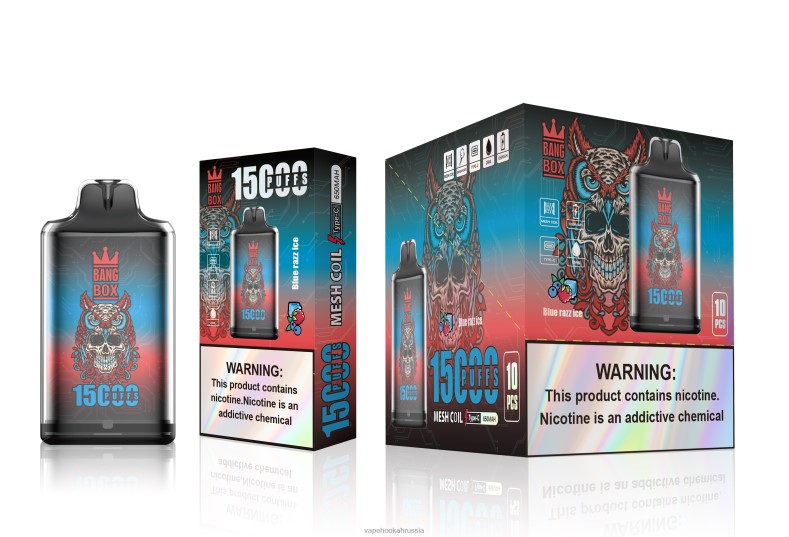 Russian Vape Juice - Bang Box с1-15000 затяжек синий разз лед DJ4VR108