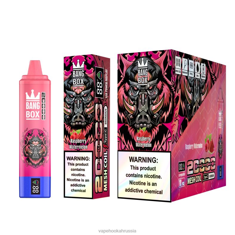 Russian Vape Juice - Bang Box Смарт-экран на 20 000 затяжек малиновый арбуз DJ4VR53