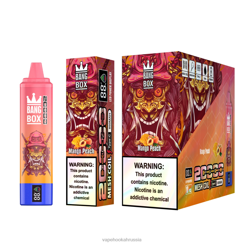 Russian Vape Juice - Bang Box Смарт-экран на 20 000 затяжек манго персик DJ4VR58