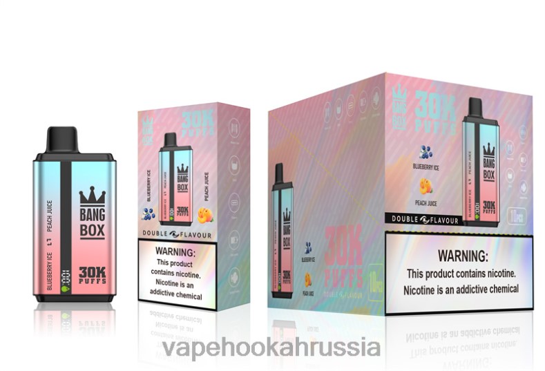 Russian Vape Juice - Bang Box 30000 слоек двойного вкуса черничный лед и персиковый сок DJ4VR63