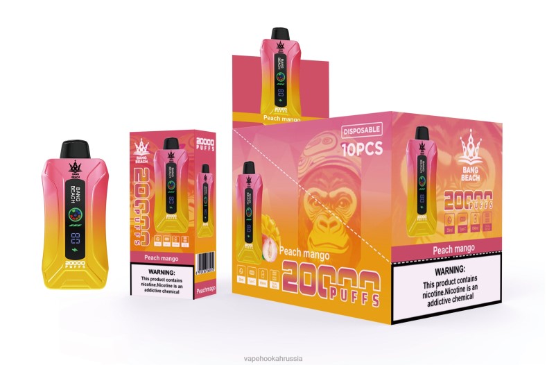 Vape Россия - Bang Beach Вейп с умным экраном на 20 000 затяжек персик манго DJ4VR2