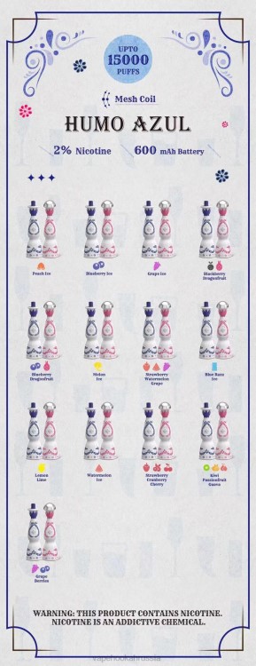 Vape Россия - Humo Azul 15000 затяжек 2% одноразовый X2Z0112