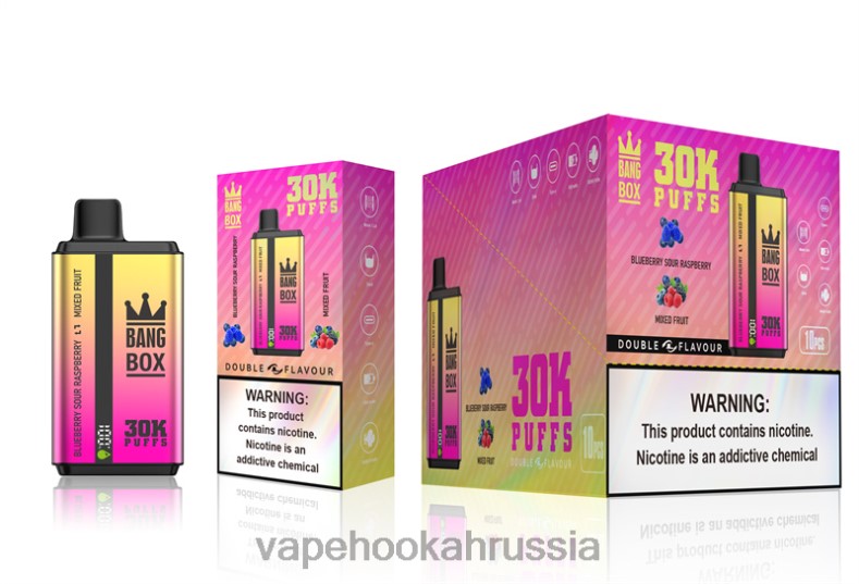 Vape Russia - Bang Box 30000 слоек двойного вкуса черника, кислая малина и фруктовая смесь DJ4VR66